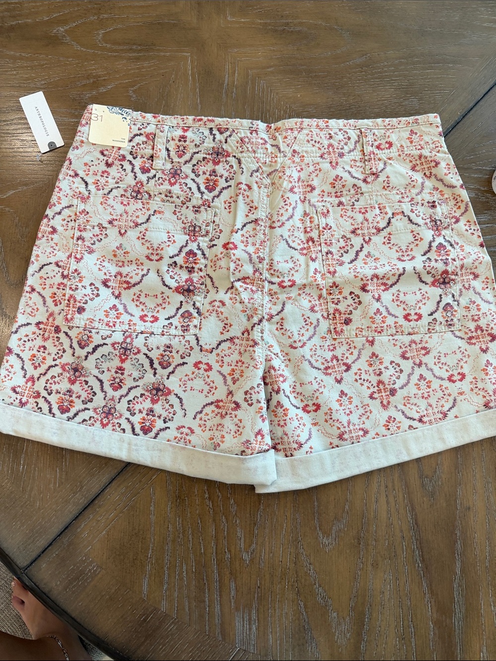 Anthropologie Pink Floral Button-Front Jean Shorts - Picture 8 of 10